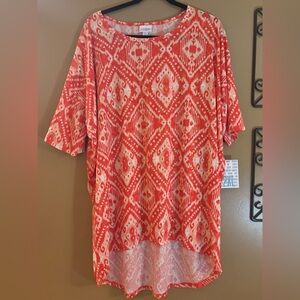 Lularoe Dark Orange, Pale Orange and White Irma Tunic Size 2XL NWT
